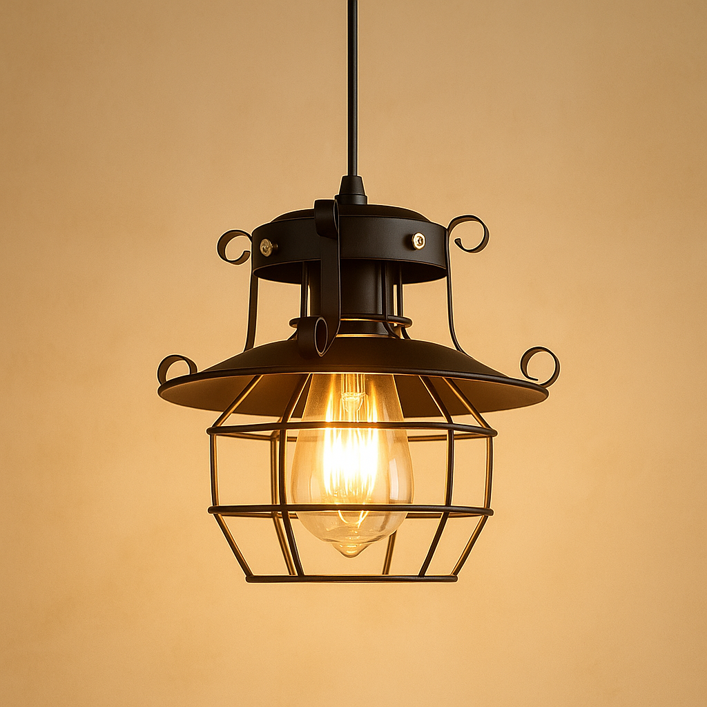 Industrial retro pendant light with aluminum shade in black or white, ideal for adding vintage charm to dining rooms or kitchens.