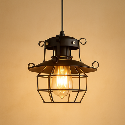 Industrial retro pendant light with aluminum shade in black or white, ideal for adding vintage charm to dining rooms or kitchens.