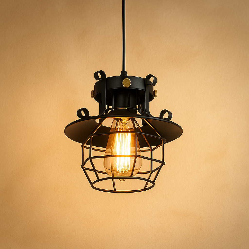 Industrial retro pendant light with aluminum shade in black or white, ideal for adding vintage charm to dining rooms or kitchens.